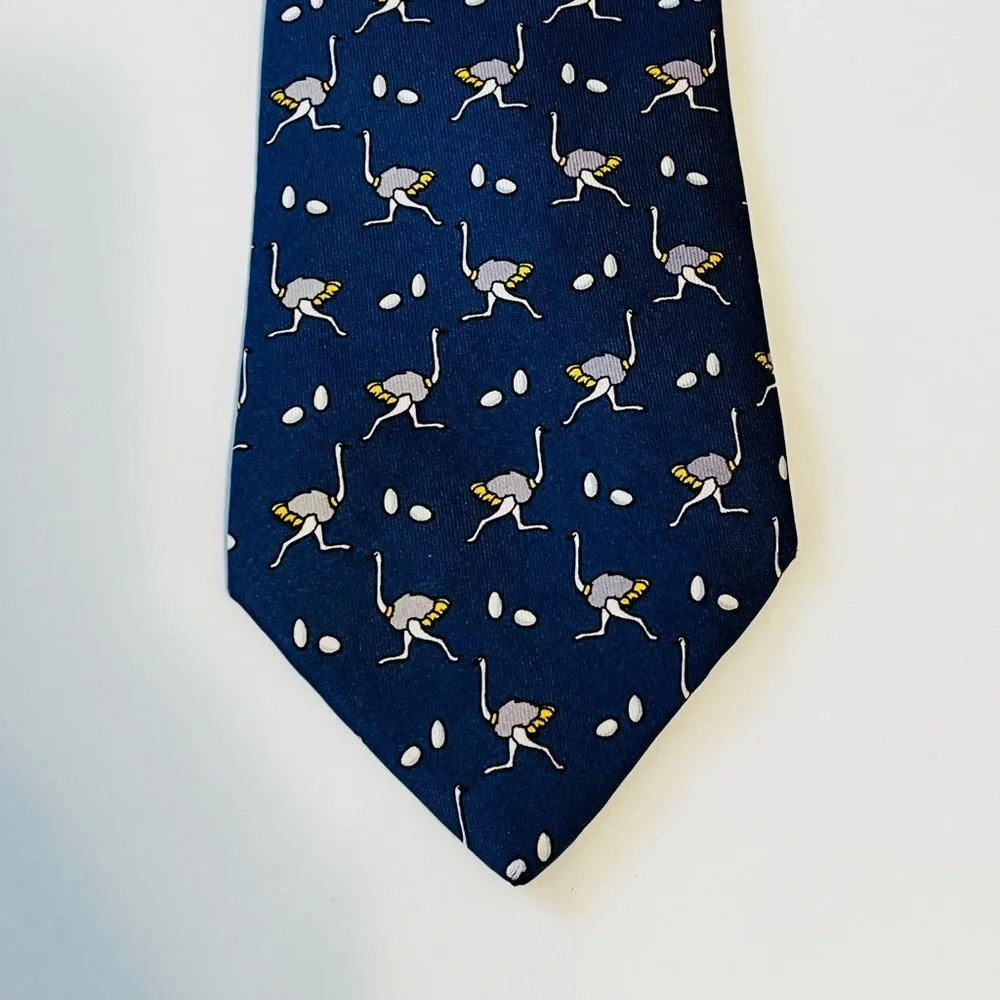 HERMES 7463 HA Men’s Neck Tie 100% Silk Vintage France Ostrich Eggs Fathers Day